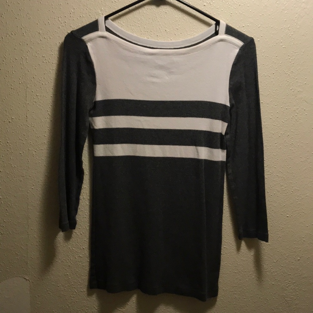 Striped grey and white sweater